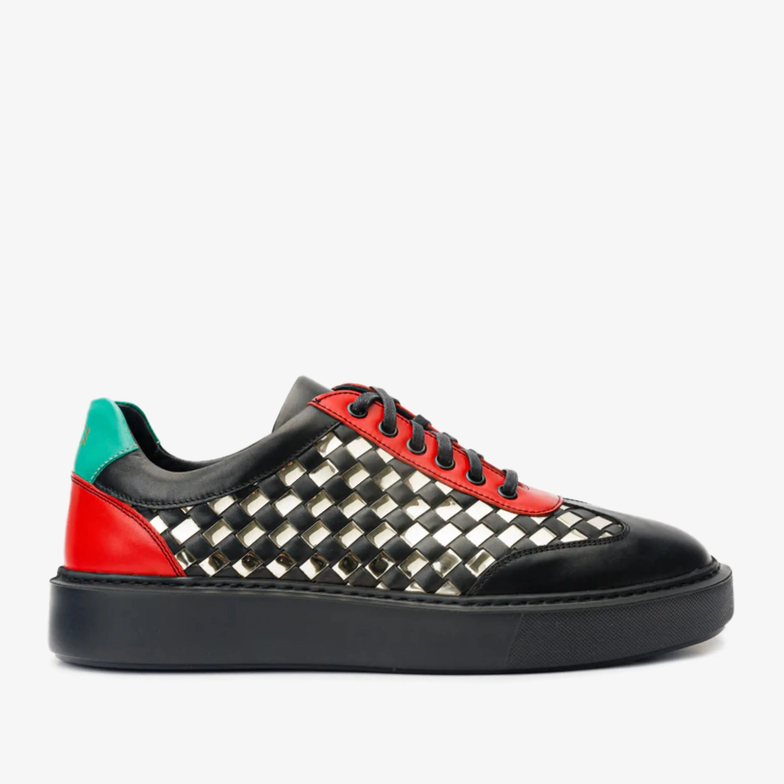 The Messina Black & Gold Woven Leather Men Sneaker Final Sale!