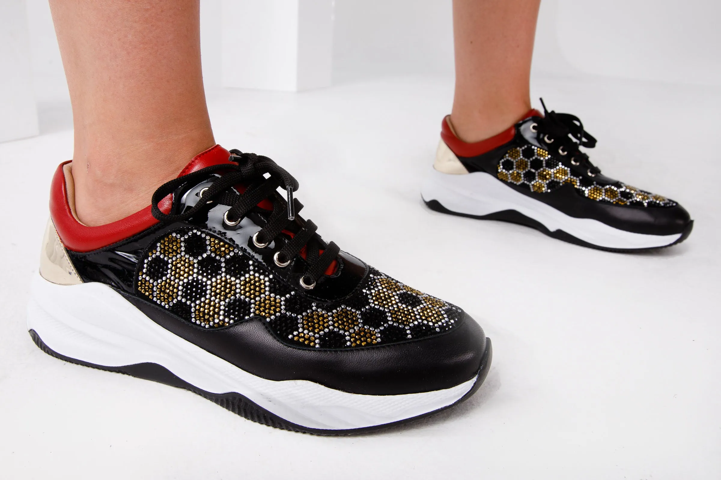 The Opuwo Black & Gold Glitter Women Sneaker