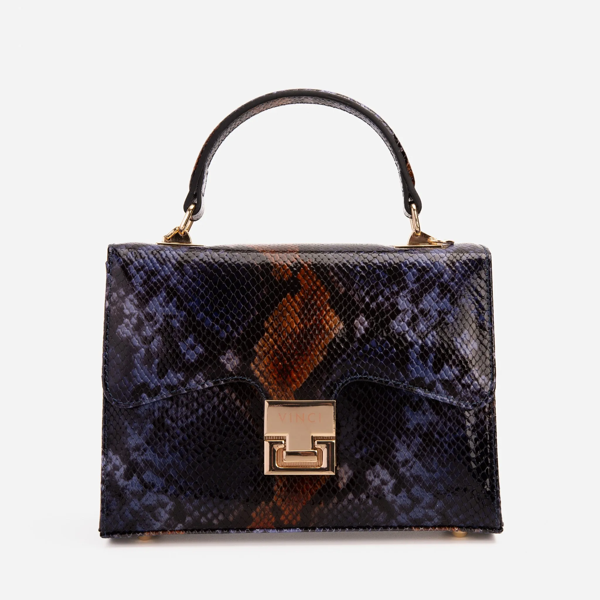 The Venezia Navy Blue Leather Snk Handbag