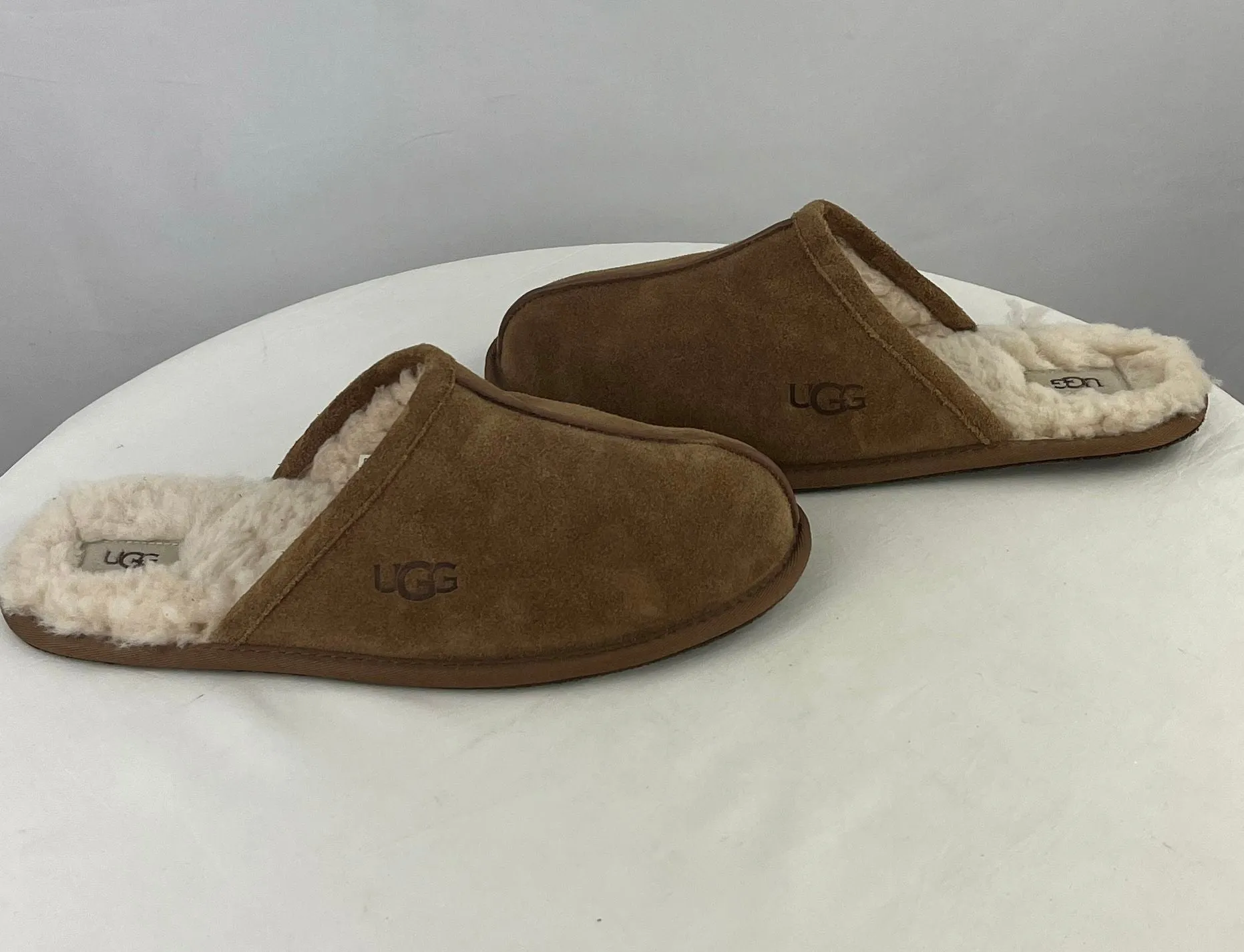 UGG Men's Tan Scuff House Slippers Shearling Sheepskin Nice Size 12