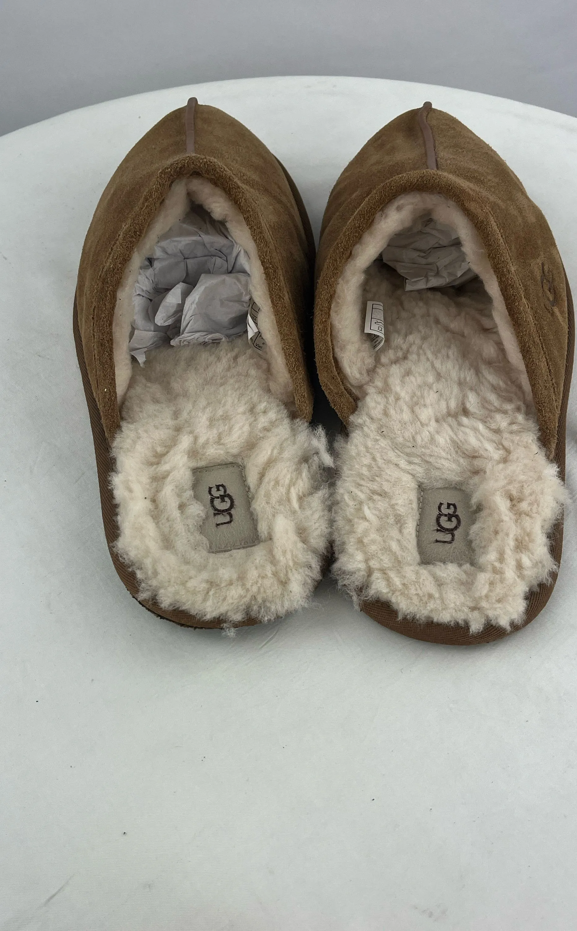 UGG Men's Tan Scuff House Slippers Shearling Sheepskin Nice Size 12