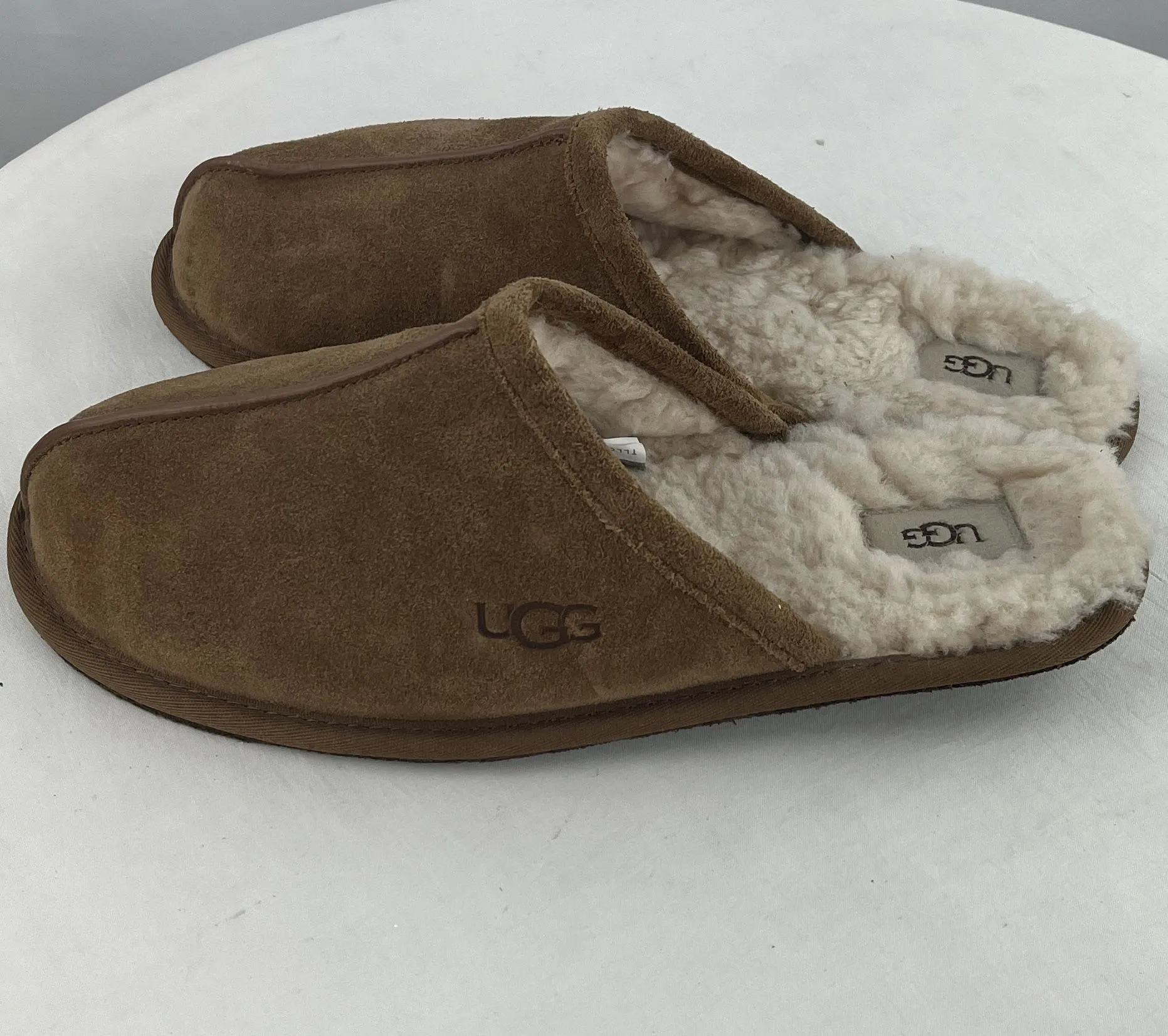 UGG Men's Tan Scuff House Slippers Shearling Sheepskin Nice Size 12