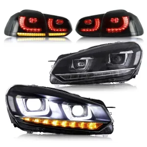 VLAND LED Headlights and Tail Lights Combo For Volkswagen Golf 6 MK6 2008-2014 With Sequential Turn Signals