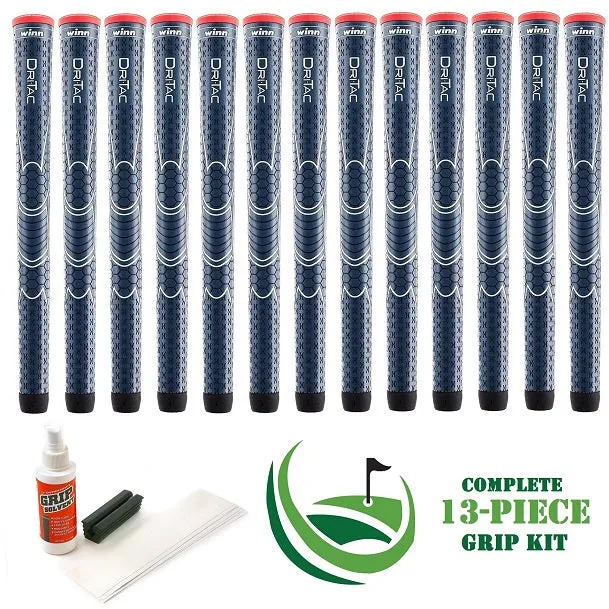 Winn Dri-Tac - 13 piece Golf Grip Kit (with tape, solvent, vise clamp) - NAVY BLUE