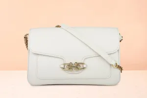 Women Off White Solid Shoulder Bag