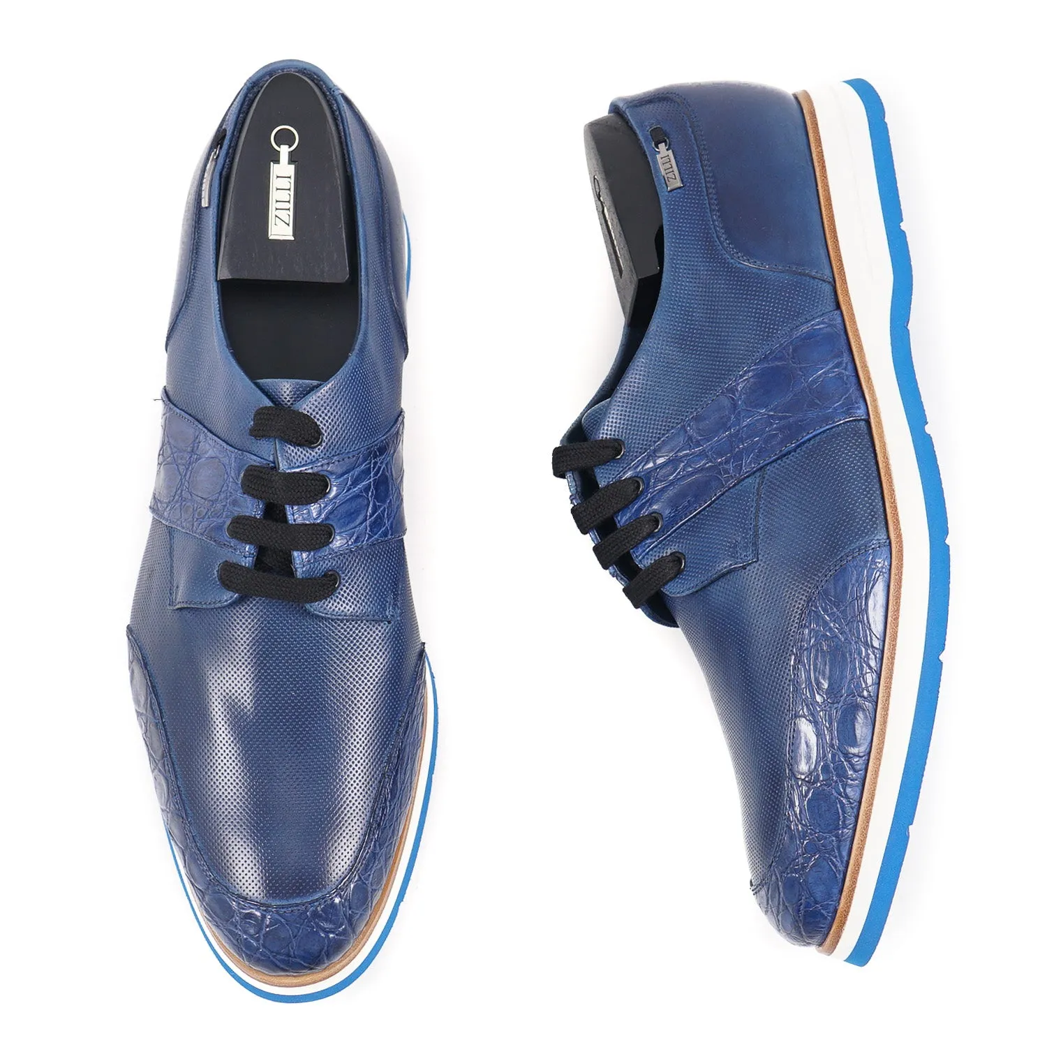 Zilli Crocodile and Calf Leather Derby